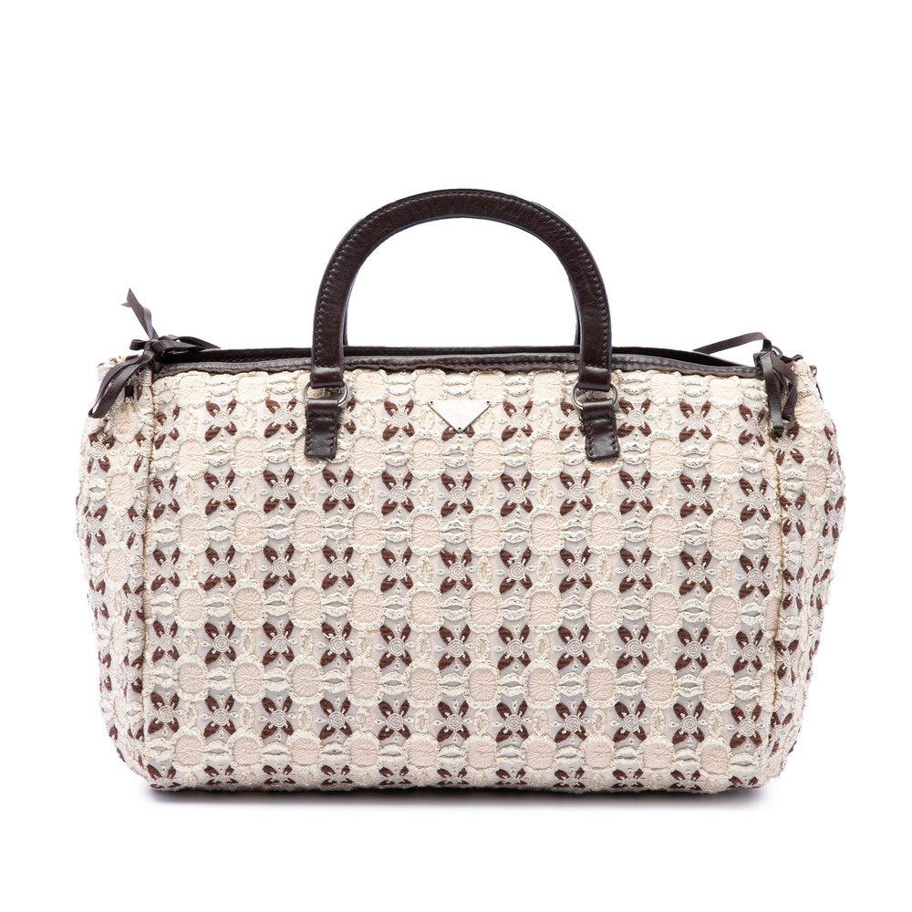 Pre-Loved Prada Canvas Bow Cloquet Handle Bag
